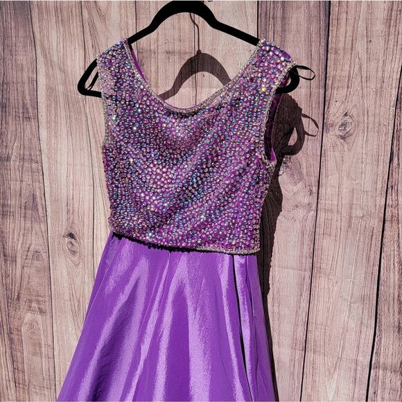 NWOT Vienna Prom Purple Rhinestone Bodice & Taffeta A-Line Skirt 2 PC Gown - Picture 7 of 11